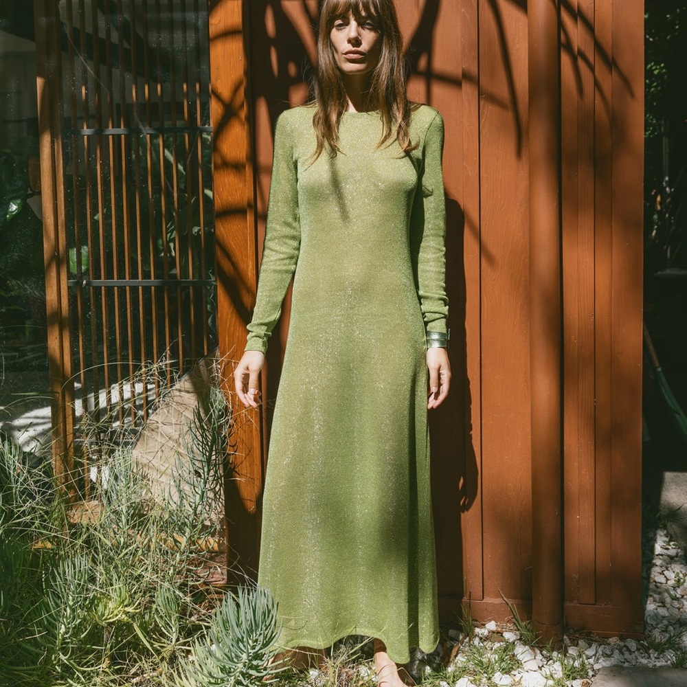 zara dress with metallic thread